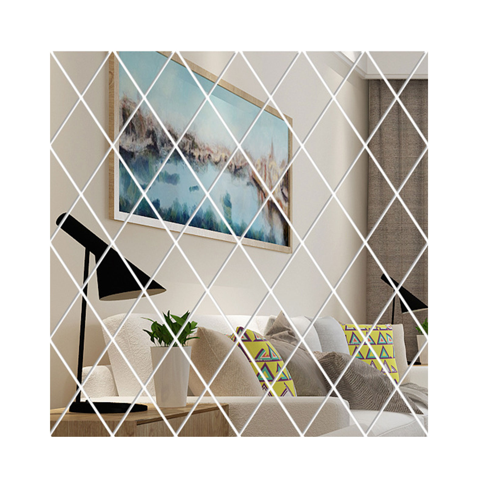 Wall Mirror Stickers 3D Rhombus Art Mural Decal Home Decor Removable Stylish JJ